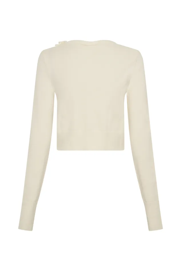 Women Meshki Outerwear Gianna Knit Cardigan With Flowers 8211 Cream