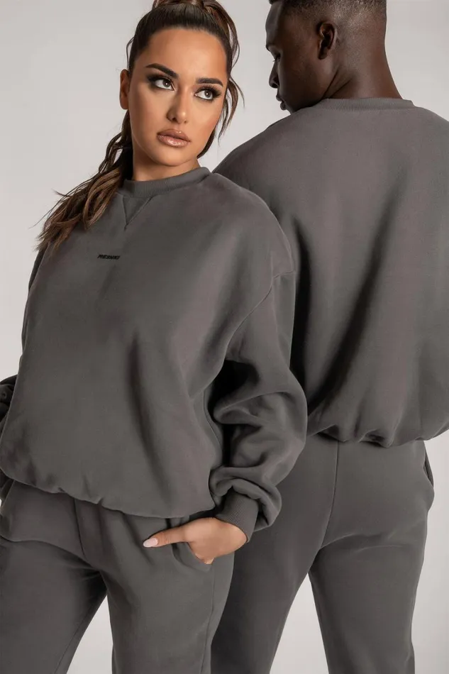 Women Meshki Outerwear Max Unisex Crew Neck Cosy Sweater 8211 Charcoal