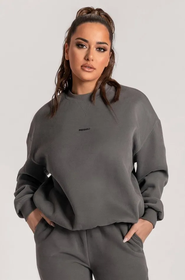 Women Meshki Outerwear Max Unisex Crew Neck Cosy Sweater 8211 Charcoal Women Meshki Outerwear Max Unisex Crew Neck Cosy Sweater 8211 Charcoal