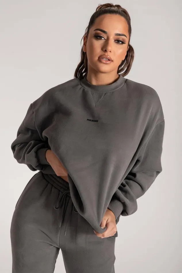 Women Meshki Outerwear Max Unisex Crew Neck Cosy Sweater 8211 Charcoal Women Meshki Outerwear Max Unisex Crew Neck Cosy Sweater 8211 Charcoal