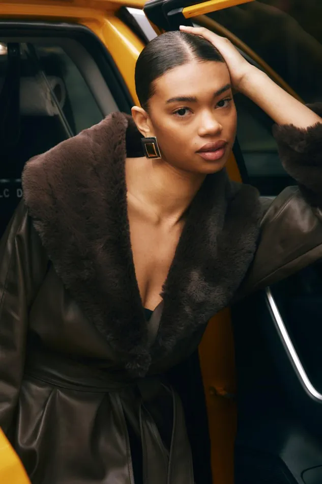 Women Meshki Outerwear Rebekah Oversized Pu Trench Coat With Fur Trim 8211 Dark Brown Women Meshki Outerwear Rebekah Oversized Pu Trench Coat With Fur Trim 8211 Dark Brown