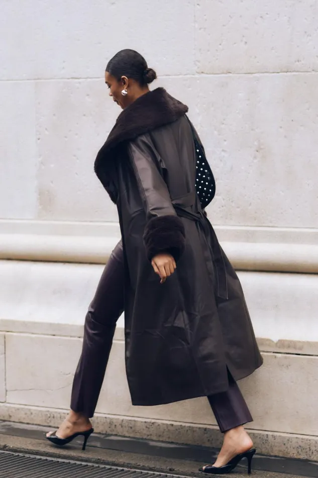 Women Meshki Outerwear Rebekah Oversized Pu Trench Coat With Fur Trim 8211 Dark Brown Women Meshki Outerwear Rebekah Oversized Pu Trench Coat With Fur Trim 8211 Dark Brown