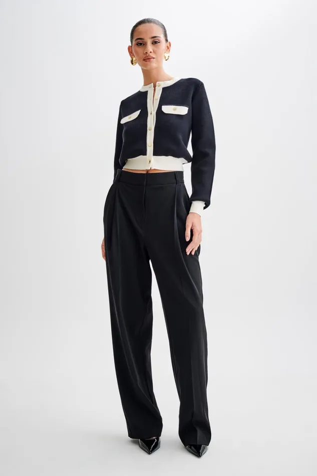 Women Meshki Outerwear Tabitha Contrast Knit Cardigan 8211 Black