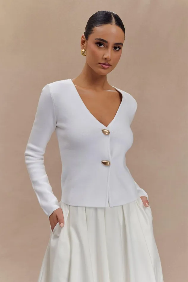 Women Meshki Outerwear Veda Wide Sleeve Knit Cardigan 8211 White