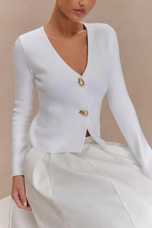 Women Meshki Outerwear Veda Wide Sleeve Knit Cardigan 8211 White