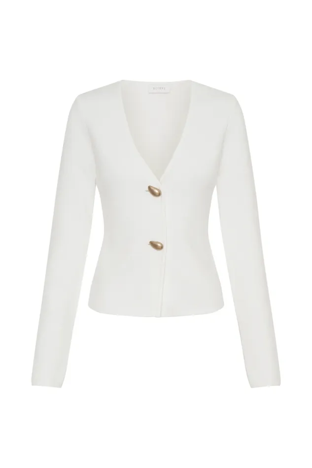 Women Meshki Outerwear Veda Wide Sleeve Knit Cardigan 8211 White