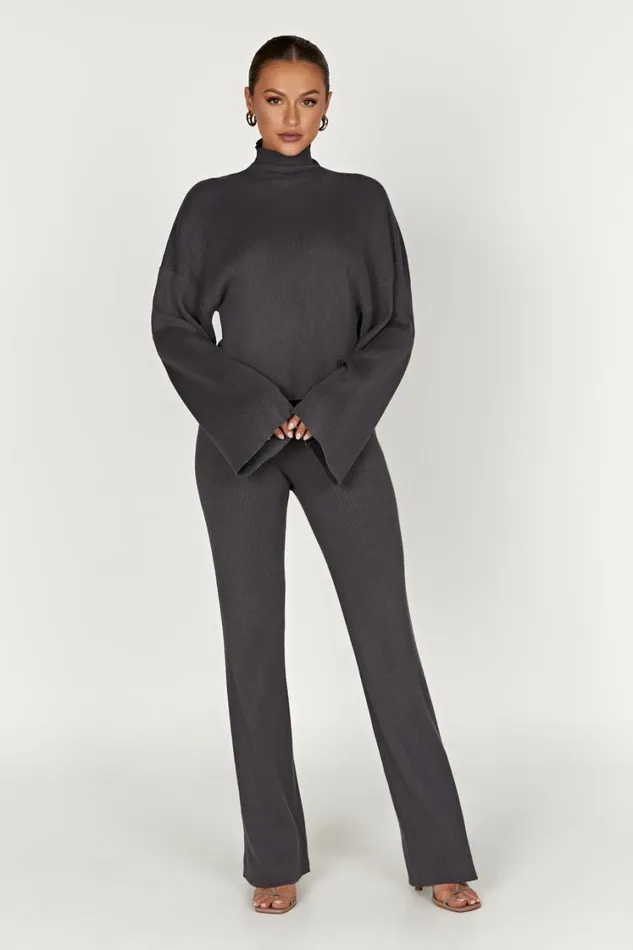 Women Meshki Outerwear Winona Turtleneck Knit Top 8211 Charcoal