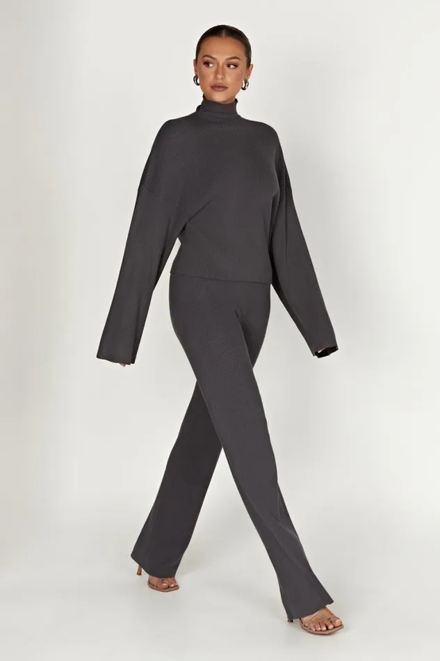 Women Meshki Outerwear Winona Turtleneck Knit Top 8211 Charcoal