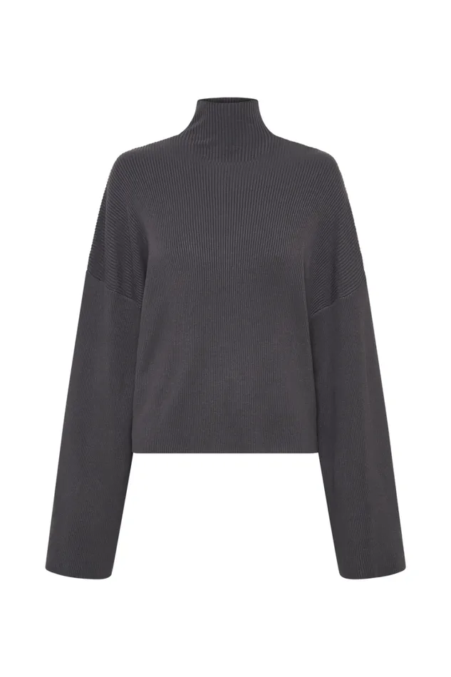 Women Meshki Outerwear Winona Turtleneck Knit Top 8211 Charcoal