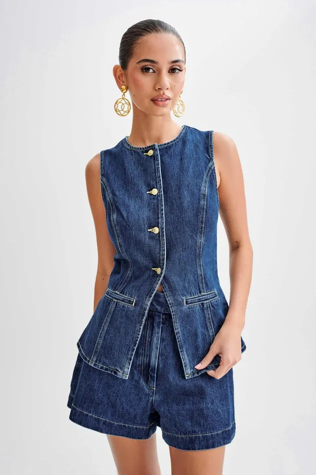 Women Meshki Sets Abel Denim Shorts 8211 Dark Blue