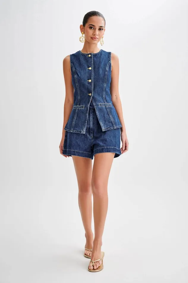 Women Meshki Sets Abel Denim Shorts 8211 Dark Blue