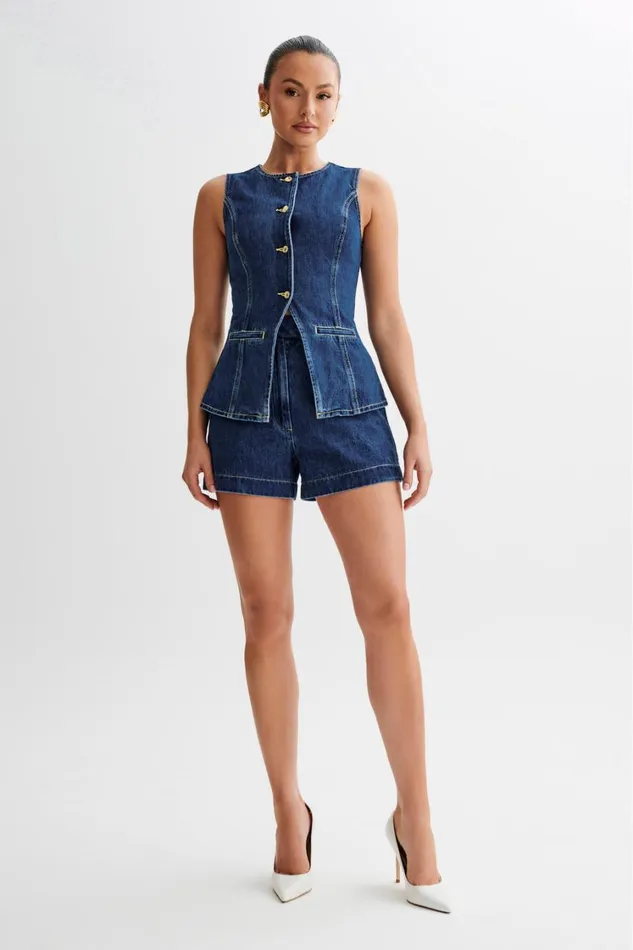 Women Meshki Sets Abel Denim Shorts 8211 Dark Blue