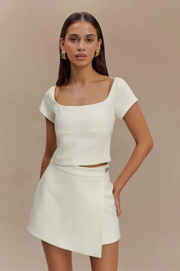 Women Meshki Sets Celene Buckle Skort 8211 Ivory
