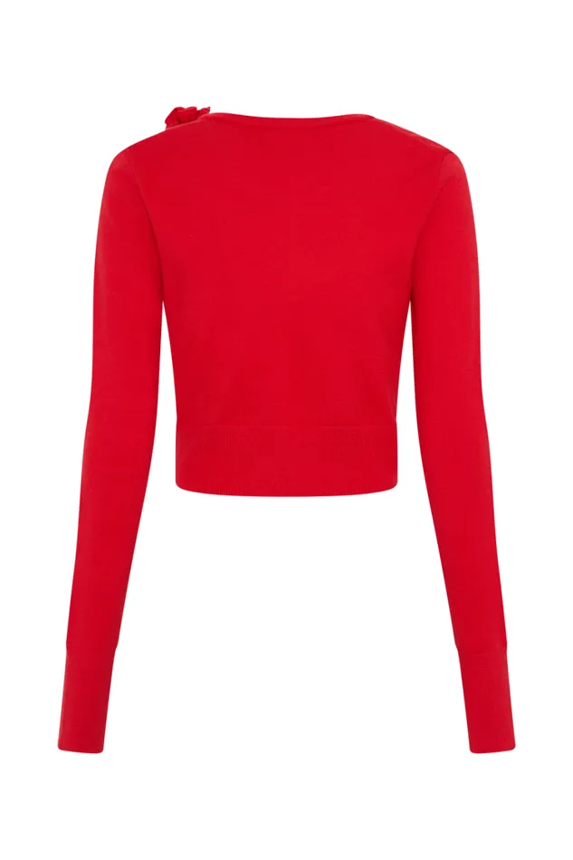 Women Meshki Sets Gianna Knit Cardigan With Flowers 8211 Red