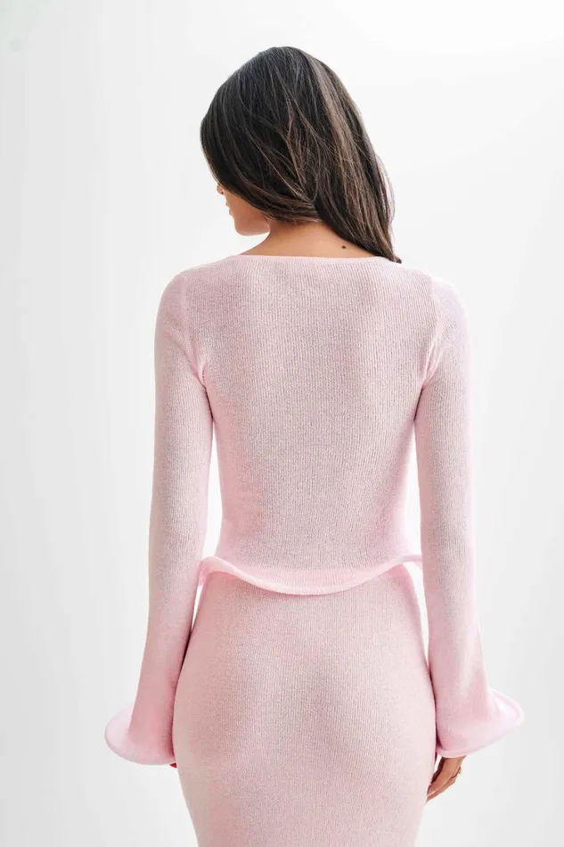 Women Meshki Sets Gigi Long Sleeve Knit Top 8211 Misty Rose