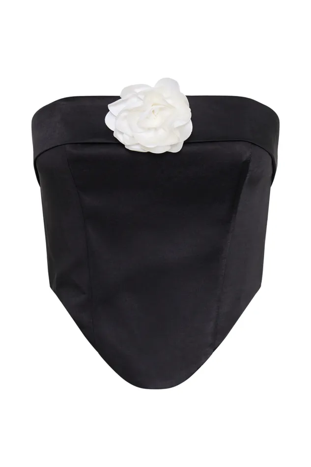 Women Meshki Sets Margot Strapless Rose Corset 8211 Black