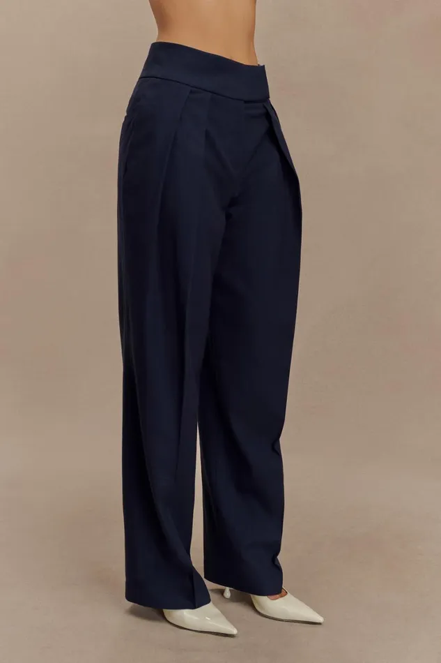 Women Meshki Sets Penelope Pleated High Waisted Pants 8211 Dark Navy