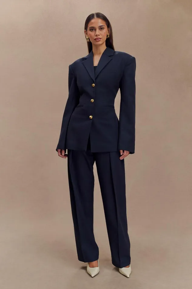 Women Meshki Sets Penelope Pleated High Waisted Pants 8211 Dark Navy
