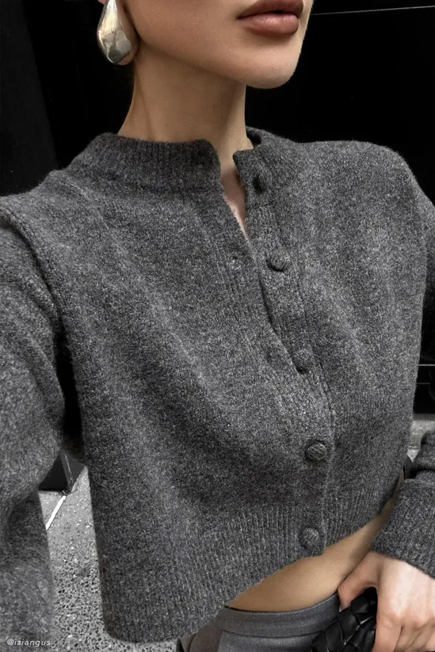 Women Meshki Sets Shelby Knit Cardigan 8211 Charcoal Marle