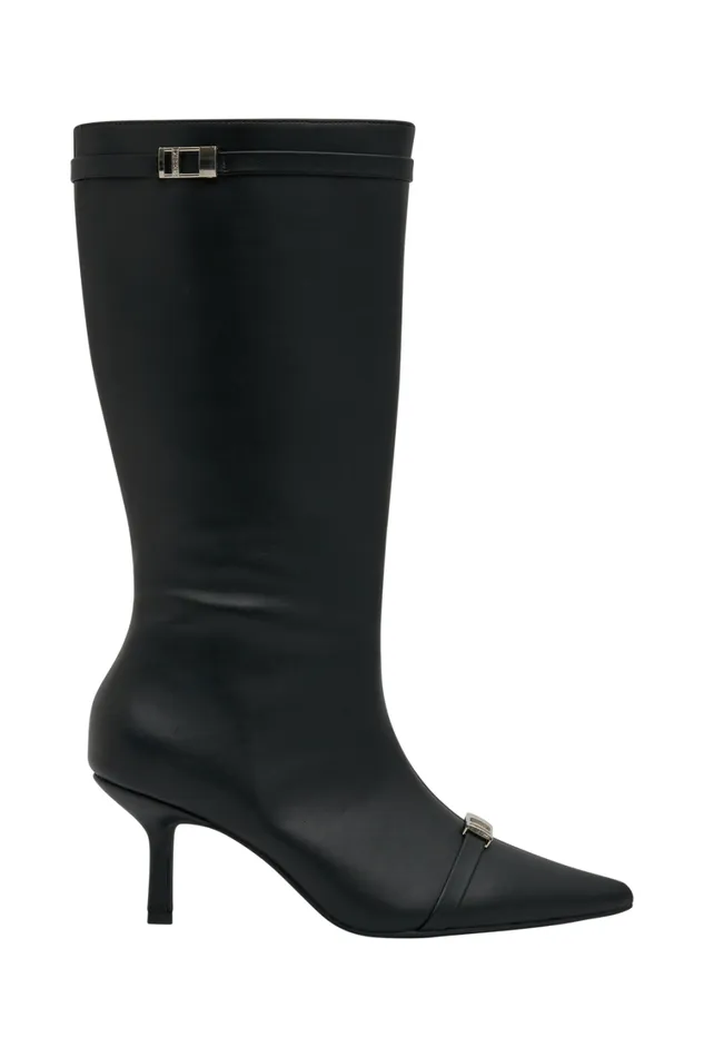 Women Meshki Shoes Astra Faux Leather Buckle Boot 8211 Black