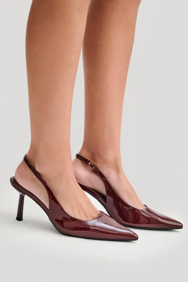 Women Meshki Shoes Dasha Sling Back Heels 8211 Cherry Red