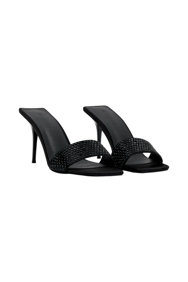 Women Meshki Shoes Geneva Square Diamante Mule 8211 Black