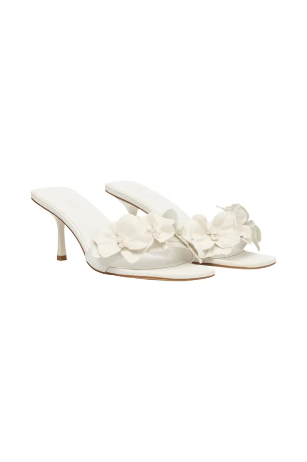 Women Meshki Shoes Melissa Floral Heels 8211 Ivory