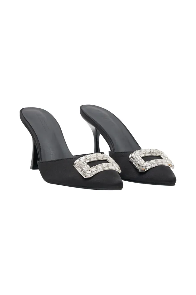Women Meshki Shoes Torri Satin Diamond Mule 8211 Black