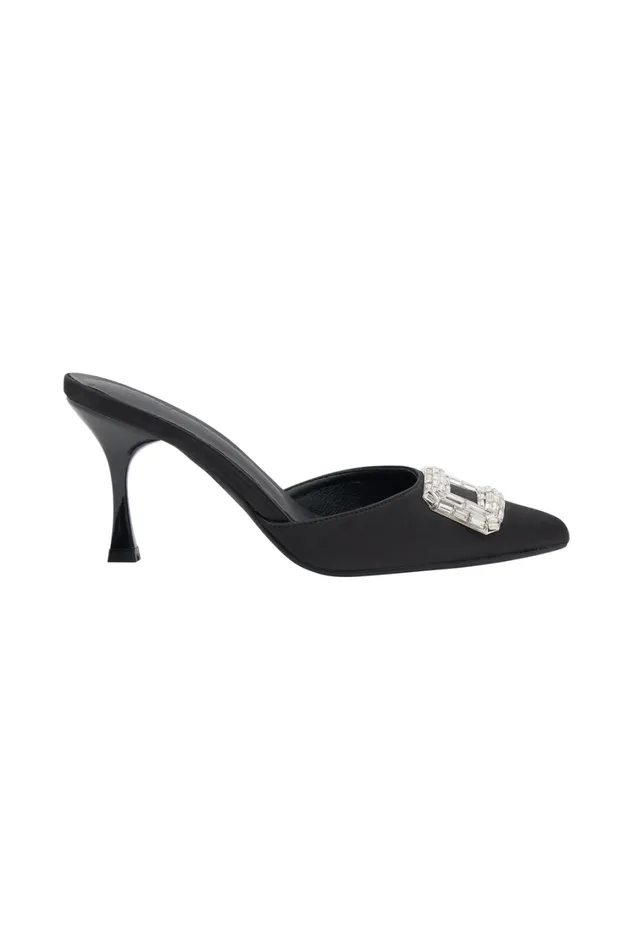 Women Meshki Shoes Torri Satin Diamond Mule 8211 Black