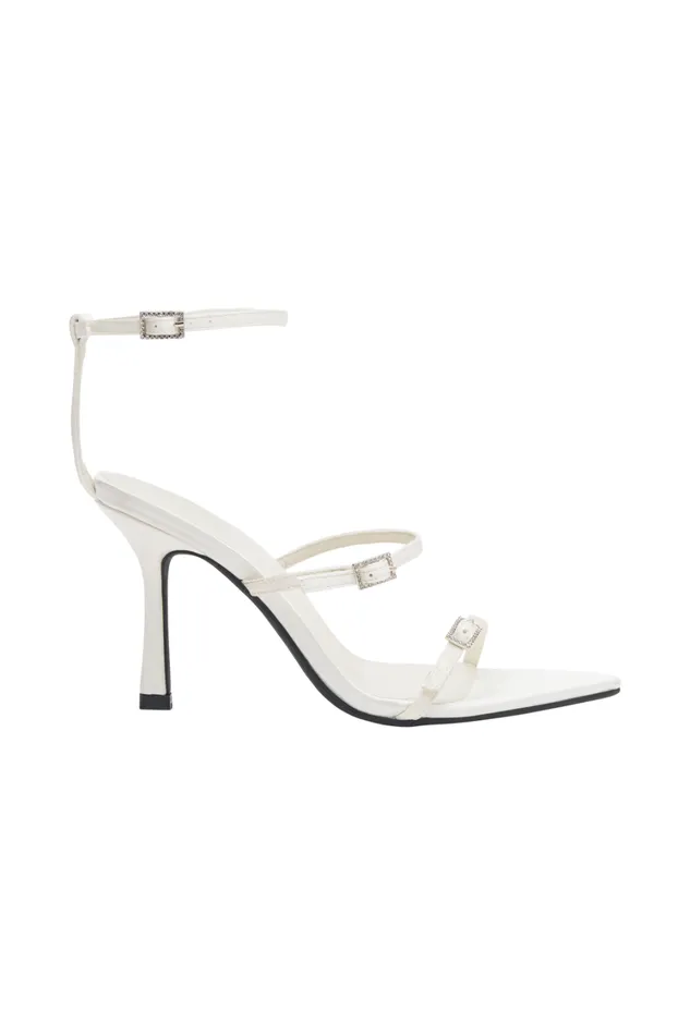 Women Meshki Shoes Yara Triple Strap Heel 8211 Ivory