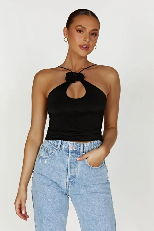 Women Meshki Tops Adeline Rose Halter Top 8211 Black