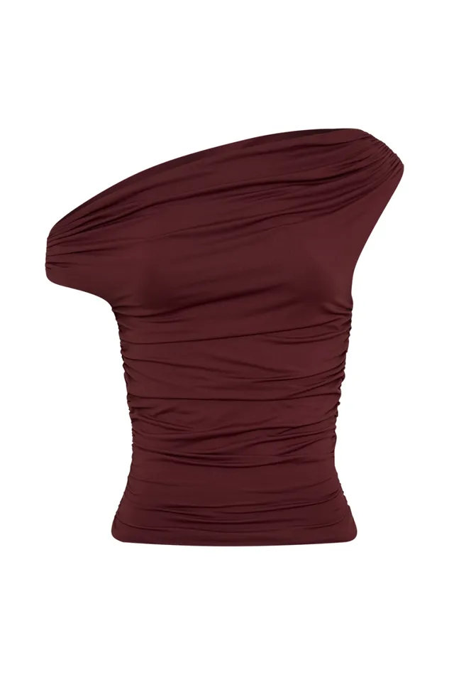 Women Meshki Tops Alayna Recycled Nylon Ruched Top 8211 Wine