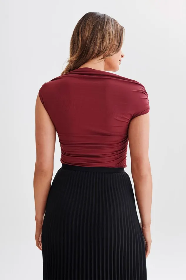 Women Meshki Tops Alayna Recycled Nylon Ruched Top 8211 Wine