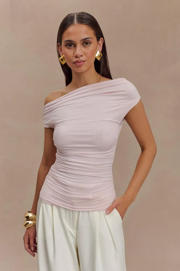 Women Meshki Tops Alayna Slinky Ruched Top 8211 Powder Pink