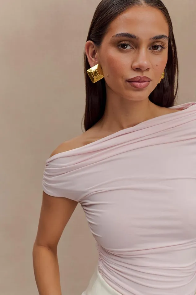 Women Meshki Tops Alayna Slinky Ruched Top 8211 Powder Pink