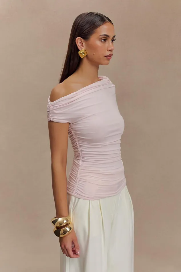 Women Meshki Tops Alayna Slinky Ruched Top 8211 Powder Pink