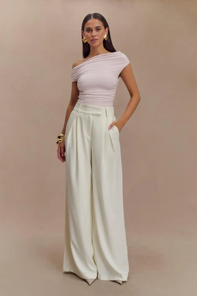 Women Meshki Tops Alayna Slinky Ruched Top 8211 Powder Pink