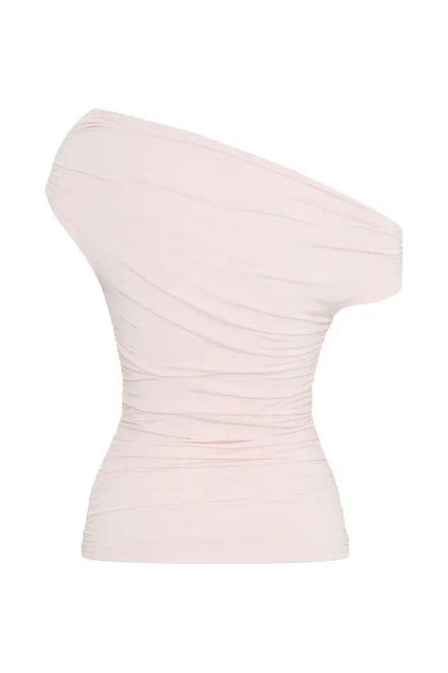 Women Meshki Tops Alayna Slinky Ruched Top 8211 Powder Pink