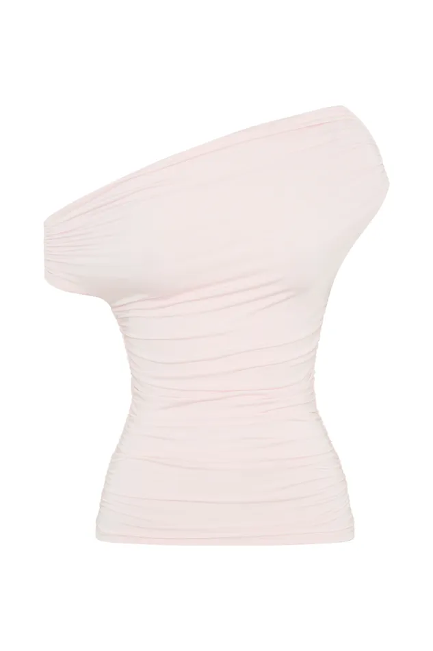 Women Meshki Tops Alayna Slinky Ruched Top 8211 Powder Pink