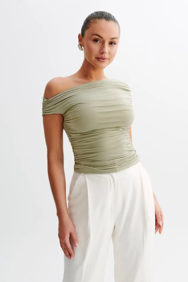 Women Meshki Tops Alayna Slinky Ruched Top 8211 Sage