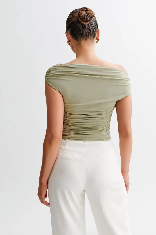 Women Meshki Tops Alayna Slinky Ruched Top 8211 Sage