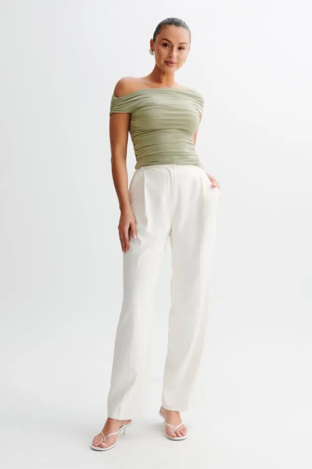 Women Meshki Tops Alayna Slinky Ruched Top 8211 Sage