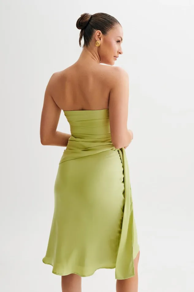 Women Meshki Tops Allegra Satin Ruched Strapless Top 8211 Apple