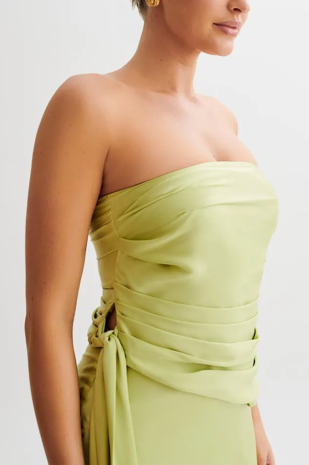 Women Meshki Tops Allegra Satin Ruched Strapless Top 8211 Apple
