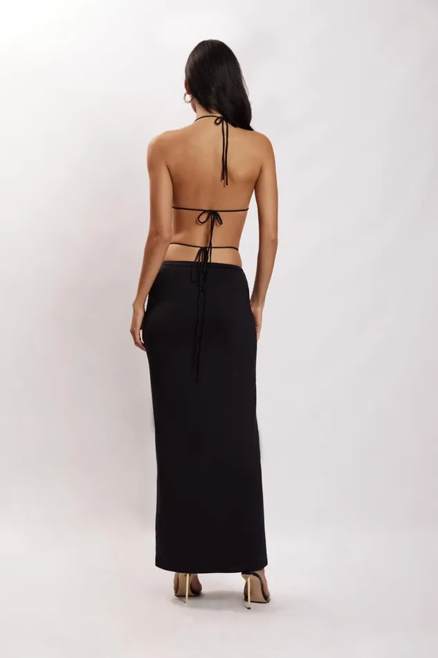 Women Meshki Tops Amber Ruched Halter Crop Top 8211 Black Women Meshki Tops Amber Ruched Halter Crop Top 8211 Black