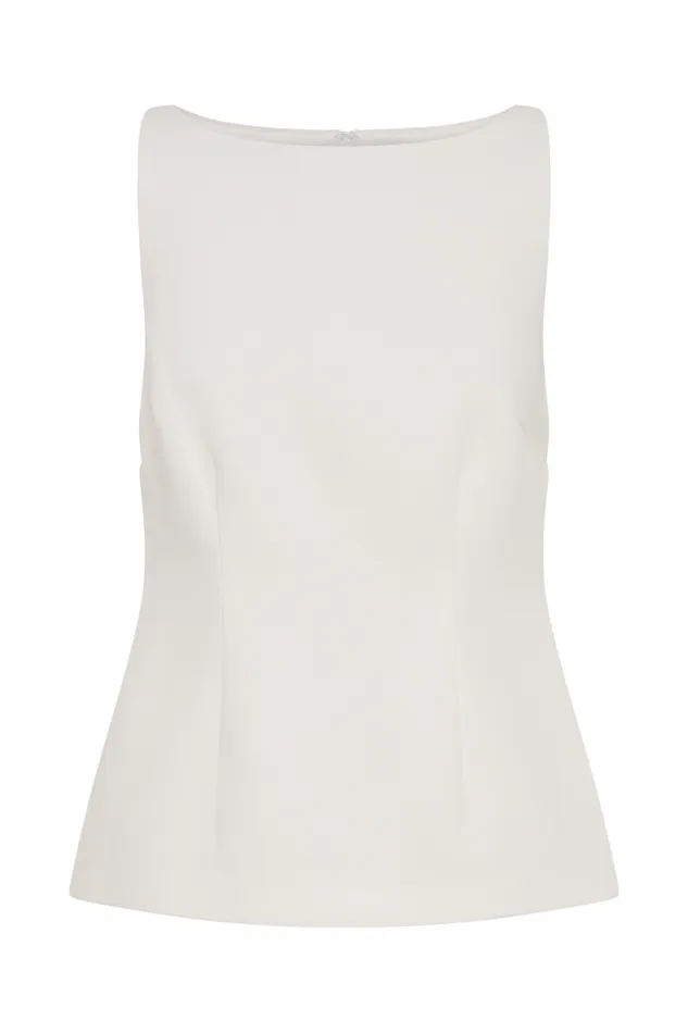 Women Meshki Tops Angela Sleeveless Suiting Top 8211 Ivory