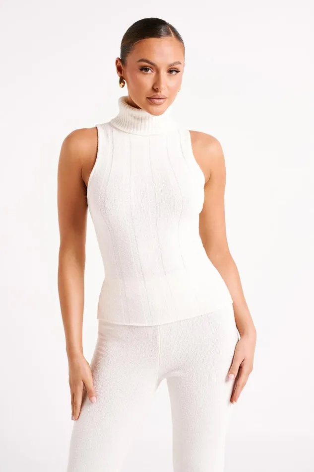 Women Meshki Tops Angelina Ribbed Turtleneck 8211 Ivory