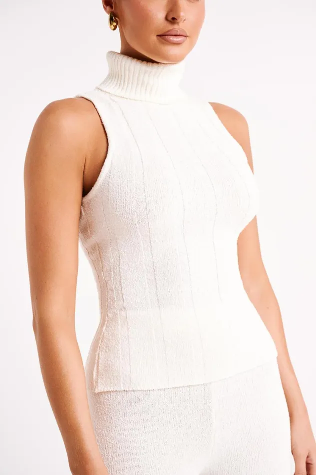 Women Meshki Tops Angelina Ribbed Turtleneck 8211 Ivory