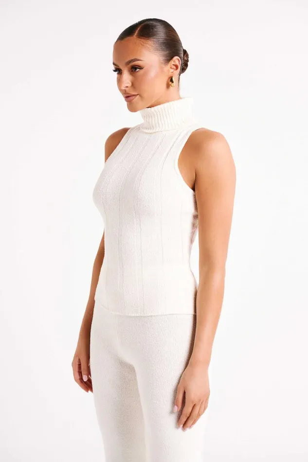 Women Meshki Tops Angelina Ribbed Turtleneck 8211 Ivory