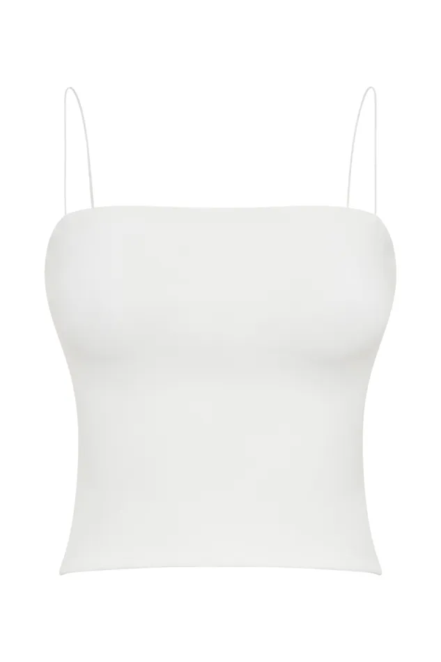 Women Meshki Tops Arya Longline Spaghetti Strap Top 8211 White